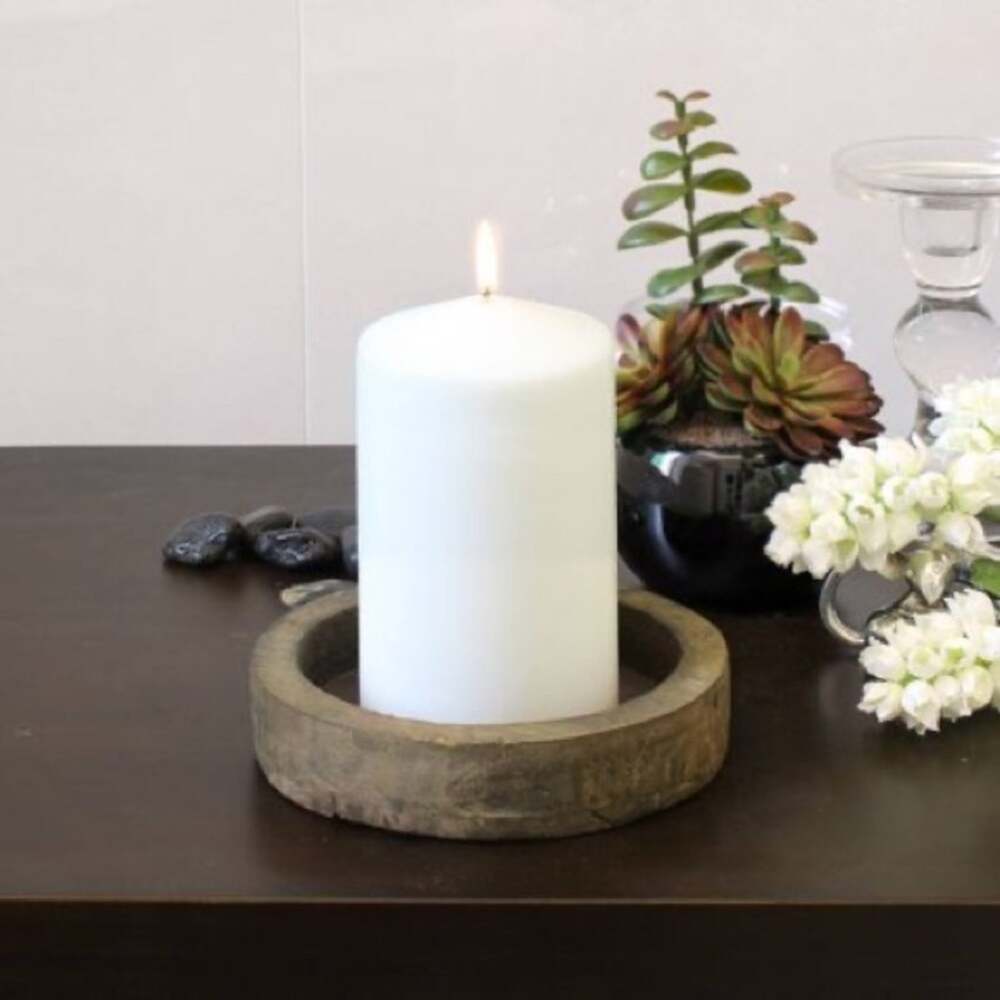6 NEW White Unscented Paraffin Wax Pillar Candle 45 Hour Burn Box Set 6” x 3”